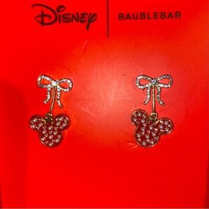 BNIB Disney x Baublebar Mickey Mouse Ears Christmas Bow Ornaments Earrings